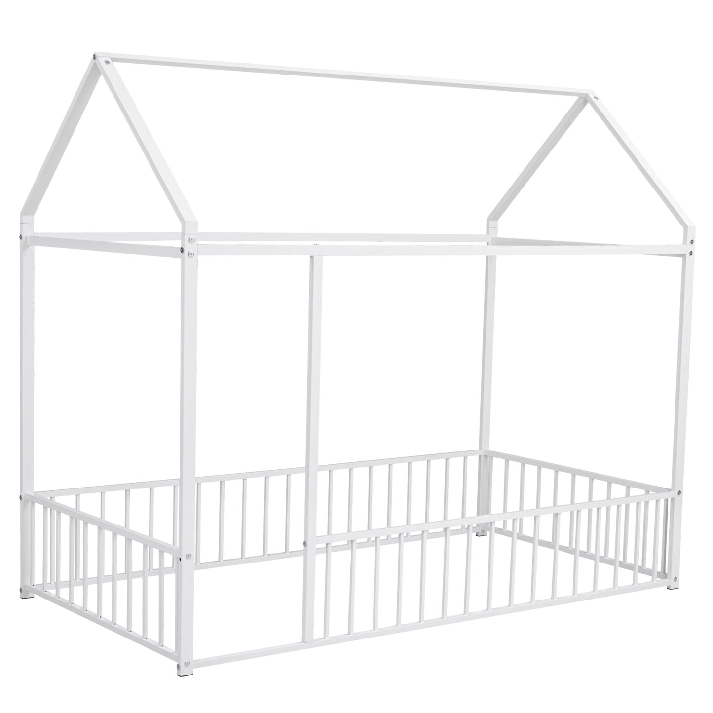 Metal Bed House Bed Frame With Fence - The Sleep Loft - Online Mattress Showroom NYC