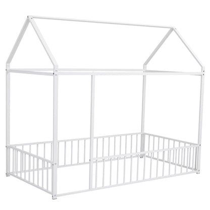 Metal Bed House Bed Frame With Fence - The Sleep Loft - Online Mattress Showroom NYC