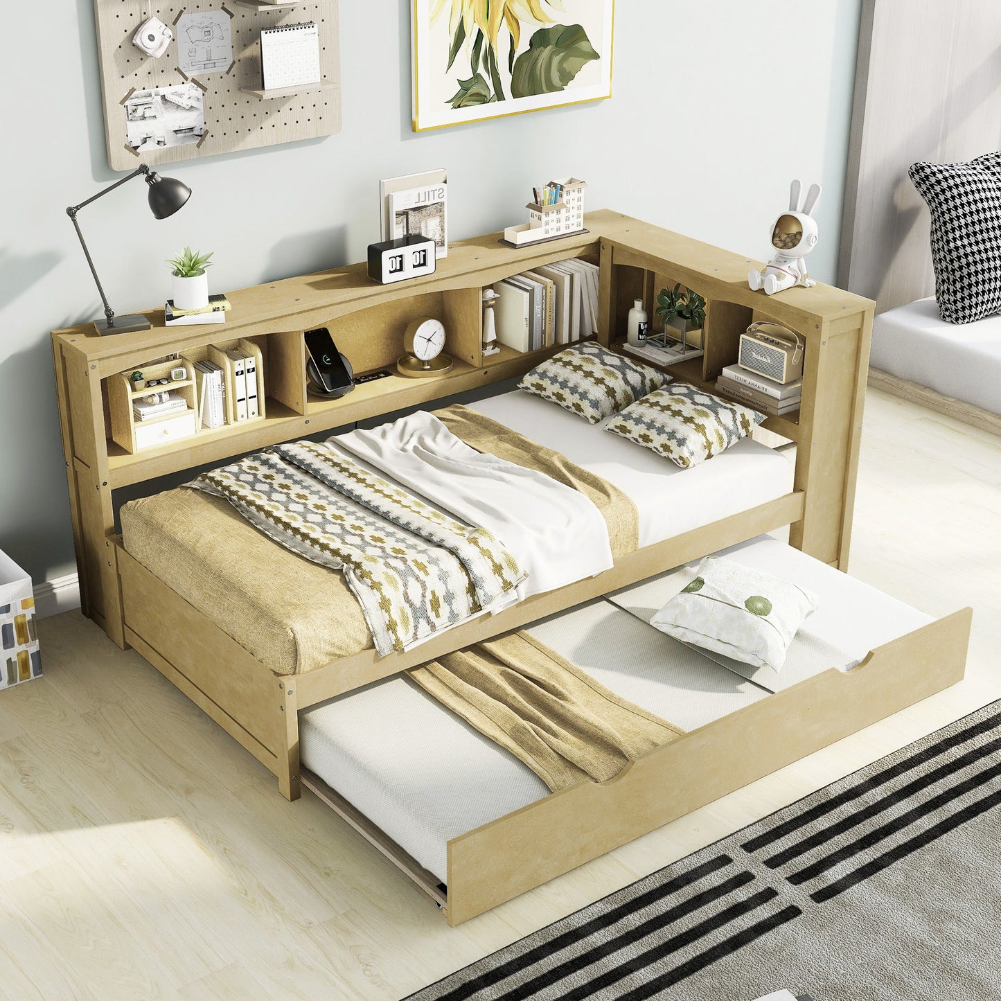 Daybed With Trundle, Storage Cabinets, USB Ports - The Sleep Loft - Online Mattress Showroom NYC