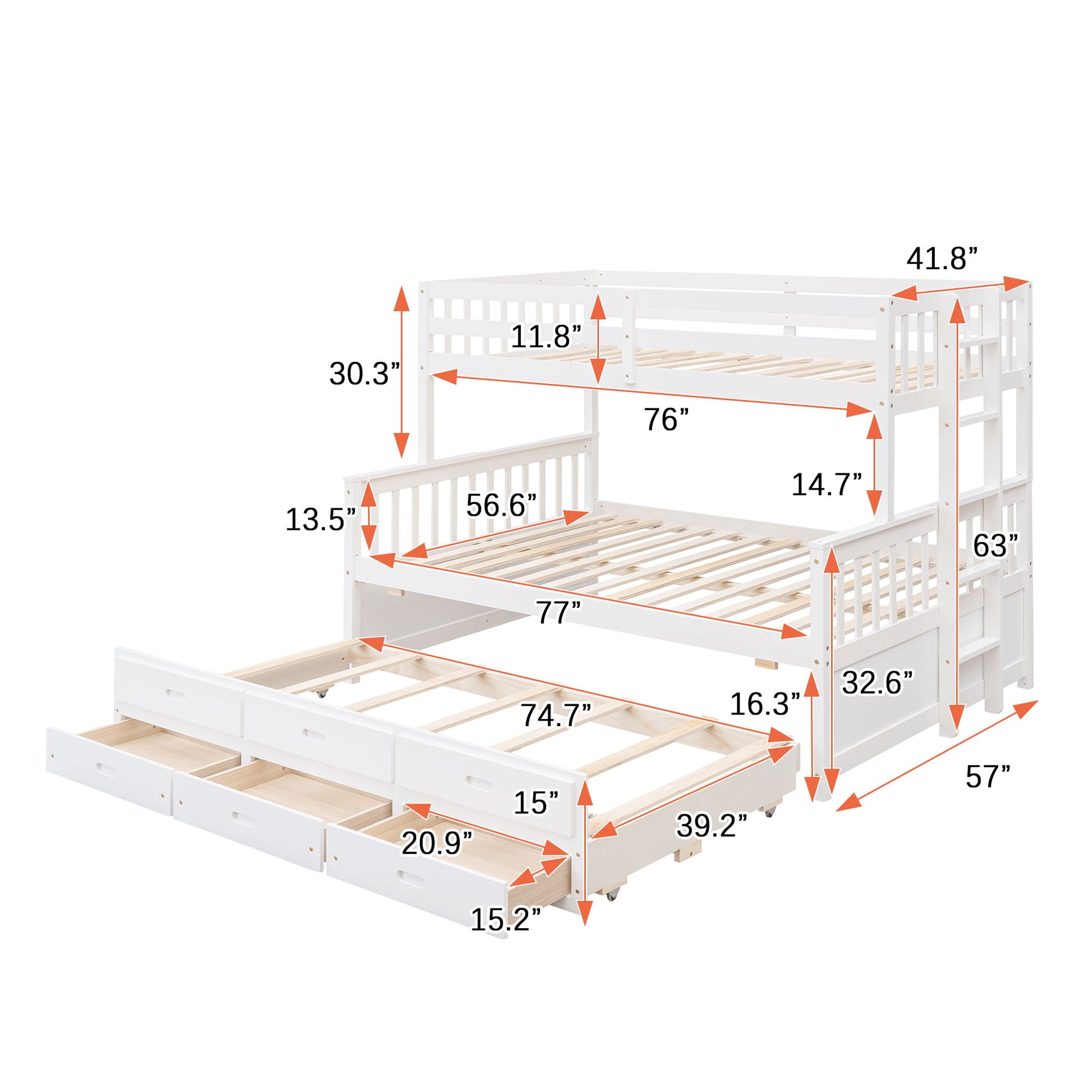 Bunk Bed With Twin Size Trundle And Drawers - The Sleep Loft - Online Mattress Showroom NYC