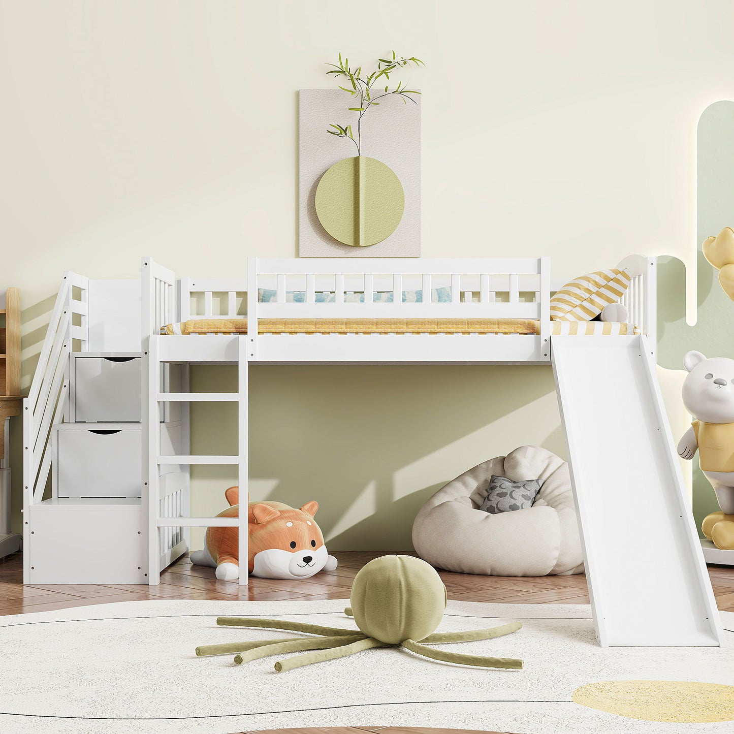 Loft Stairway Bed With 2 Drawers, Convertible Ladder And Slide - The Sleep Loft - Online Mattress Showroom NYC