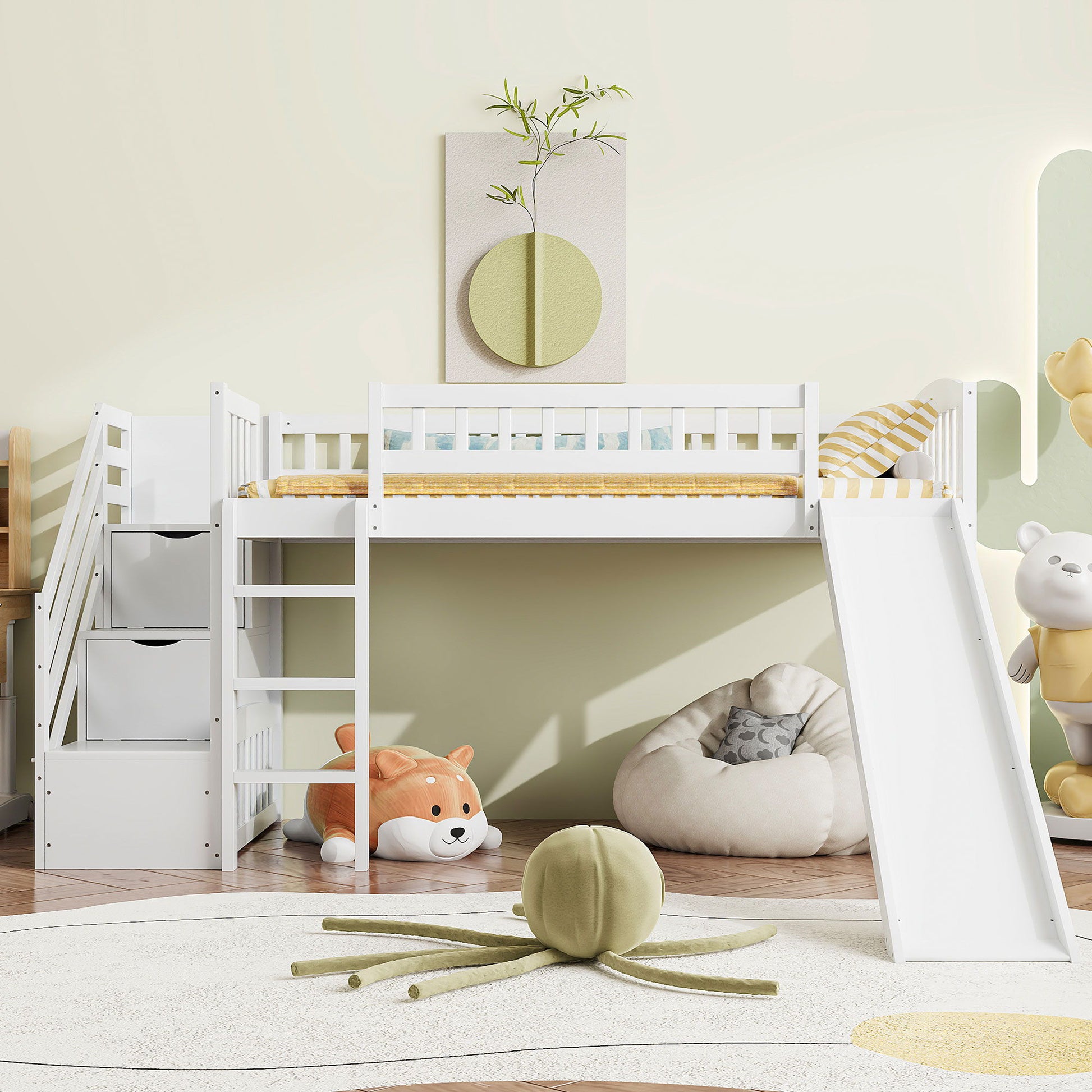 Loft Stairway Bed With 2 Drawers, Convertible Ladder And Slide - The Sleep Loft - Online Mattress Showroom NYC