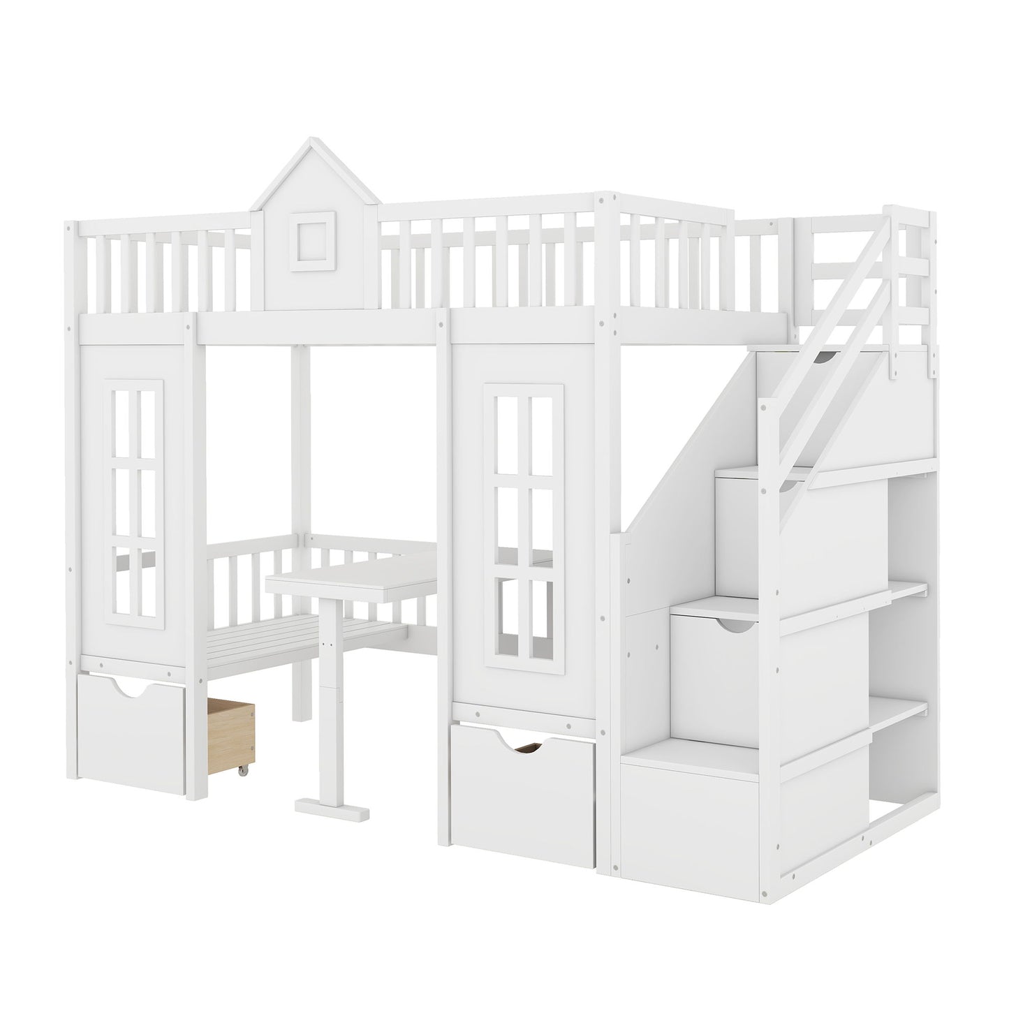 Twin Over Twin Bunk Bed With Changeable Table, Bunk Bed Turn Into Upper Bed And Down Desk - The Sleep Loft - Online Mattress Showroom NYC