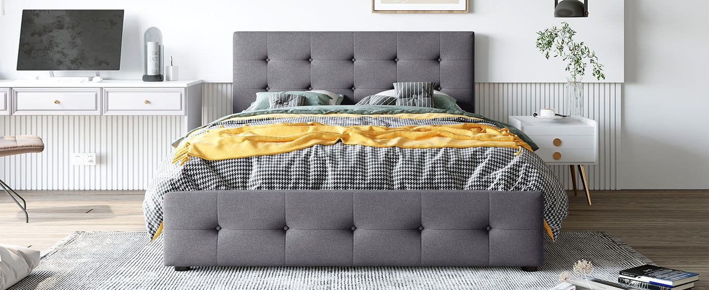 Upholstered Platform Bed With Classic Headboard And Drawers, No Box Spring Needed - The Sleep Loft - Online Mattress Showroom NYC