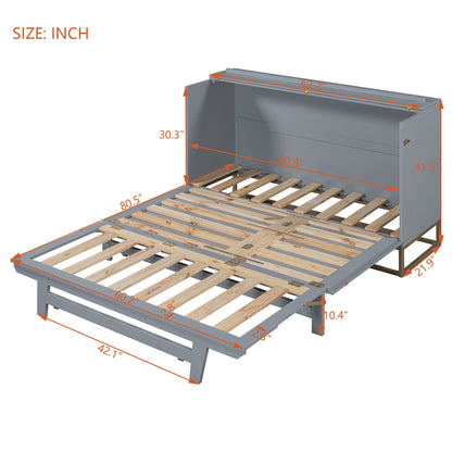 Murphy Bed With Frosted Glass Doors Design, Fake Drawers, Metal Legs - The Sleep Loft - Online Mattress Showroom NYC