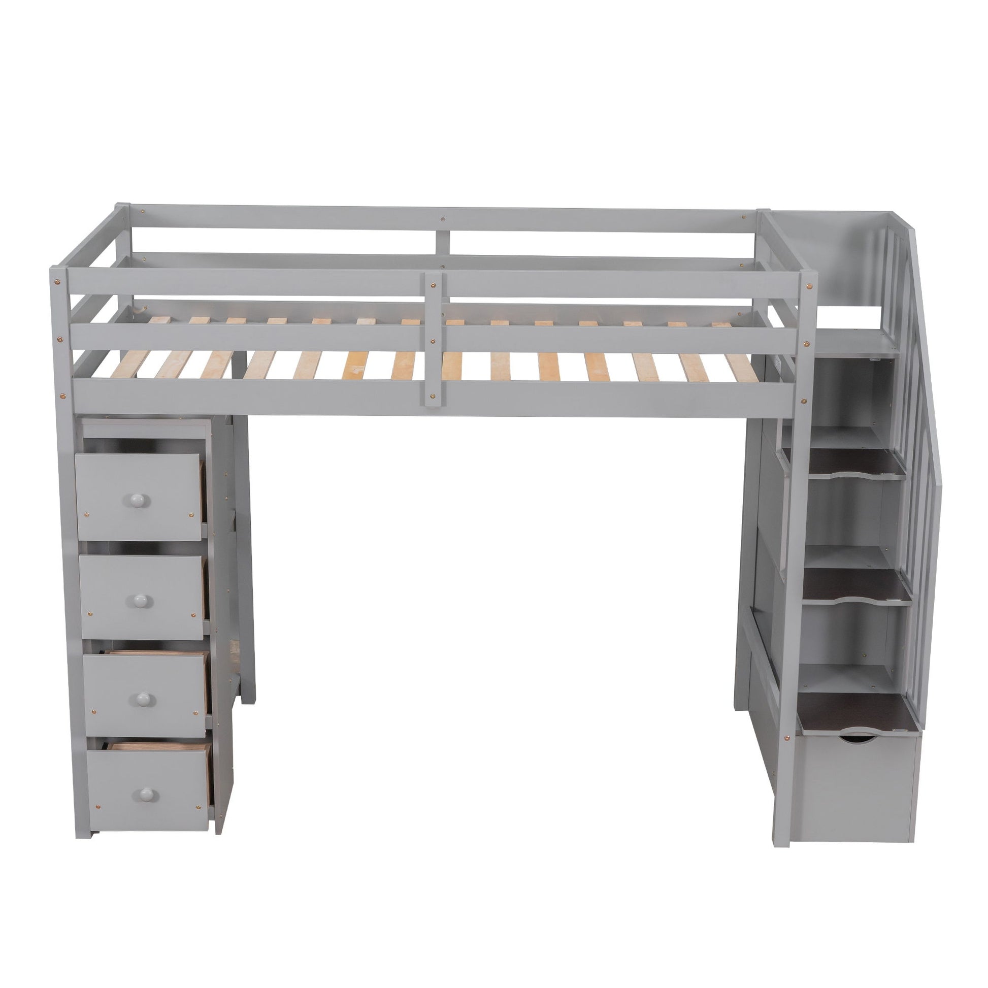 Loft Bed With Storage Drawers And Stairs With Shelves - The Sleep Loft - Online Mattress Showroom NYC