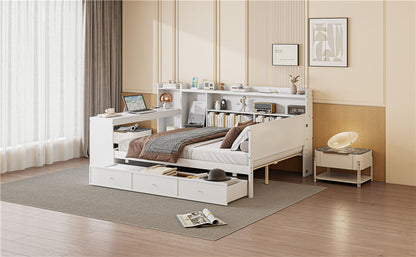 Daybed With 3 Drawers USB Ports And Desk - The Sleep Loft - Online Mattress Showroom NYC