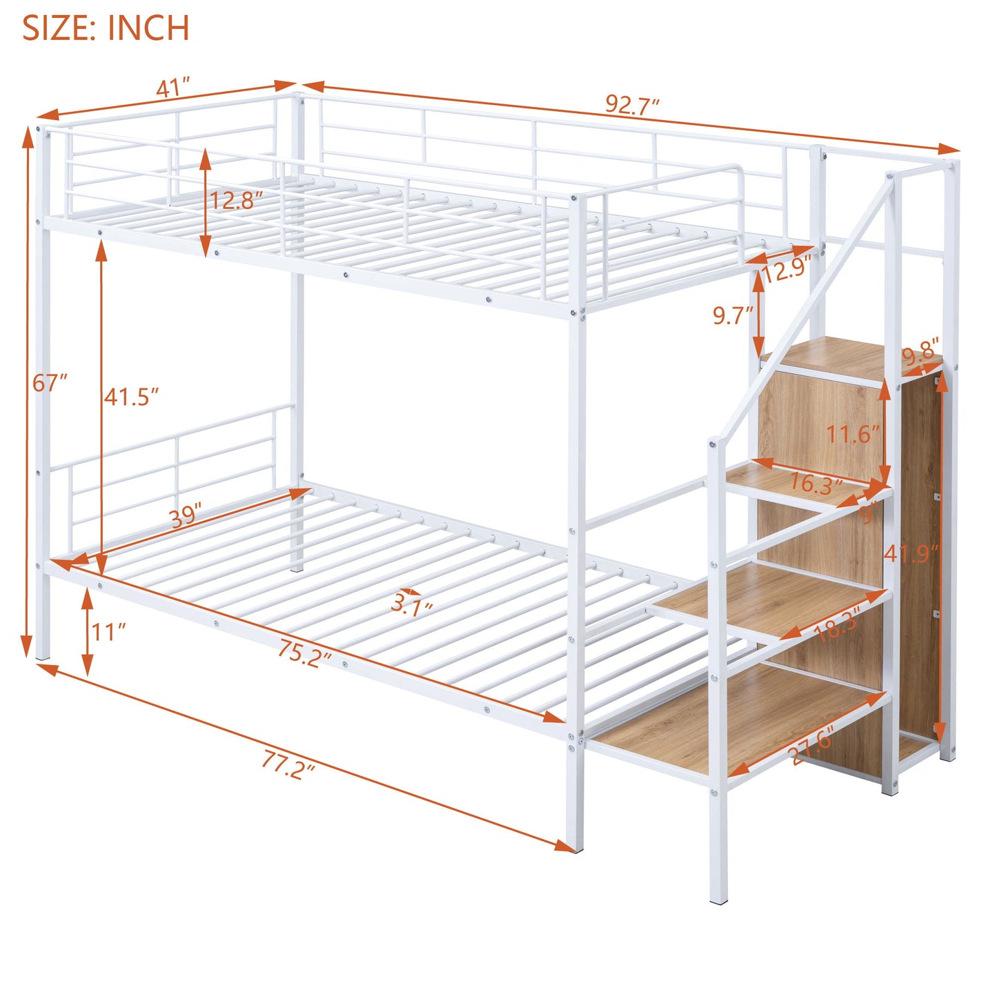 Bunk Bed With Lateral Storage Ladder And Wardrobe - The Sleep Loft - Online Mattress Showroom NYC