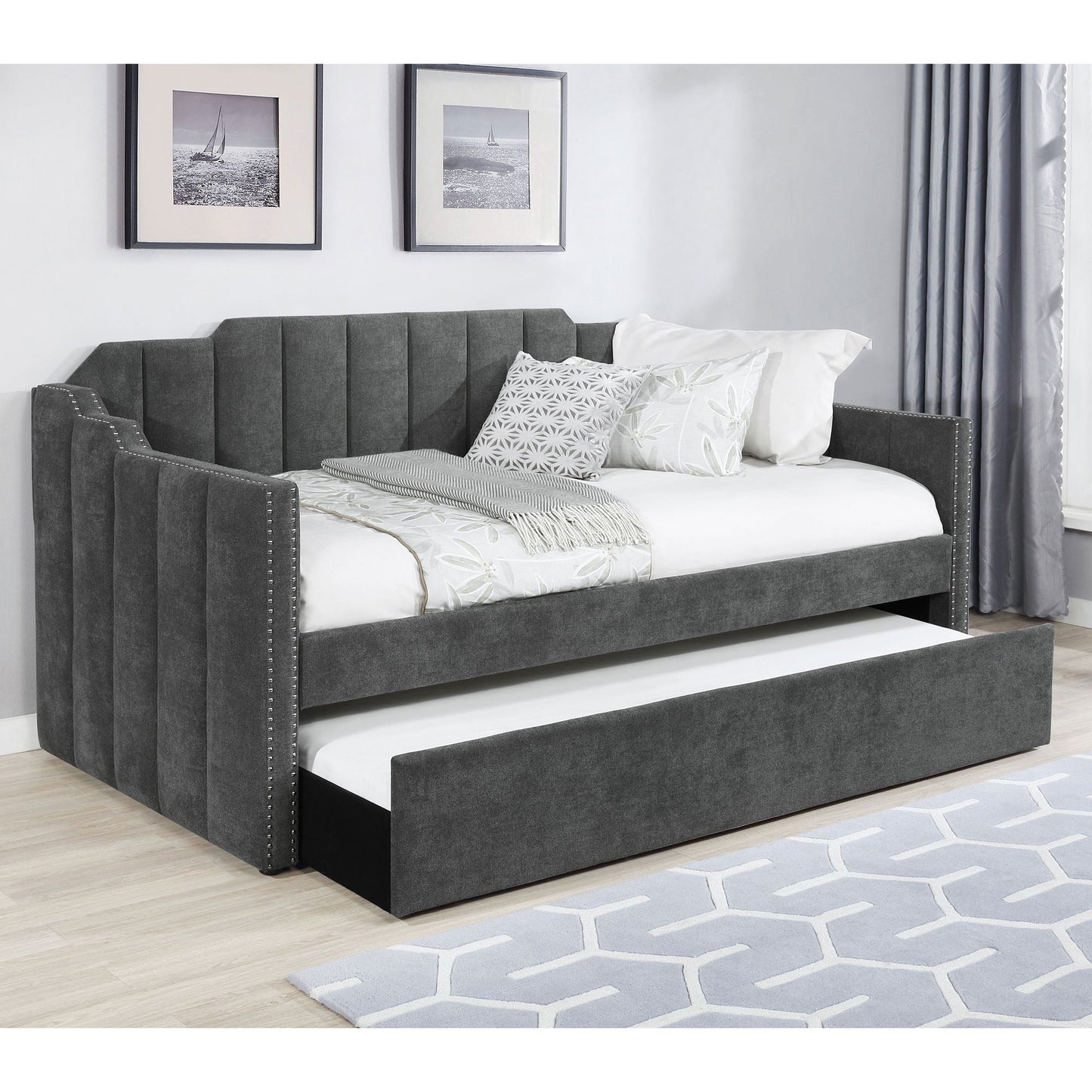 Pressley - Twin Daybed With Trundle - Charcoal - The Sleep Loft - Online Mattress Showroom NYC