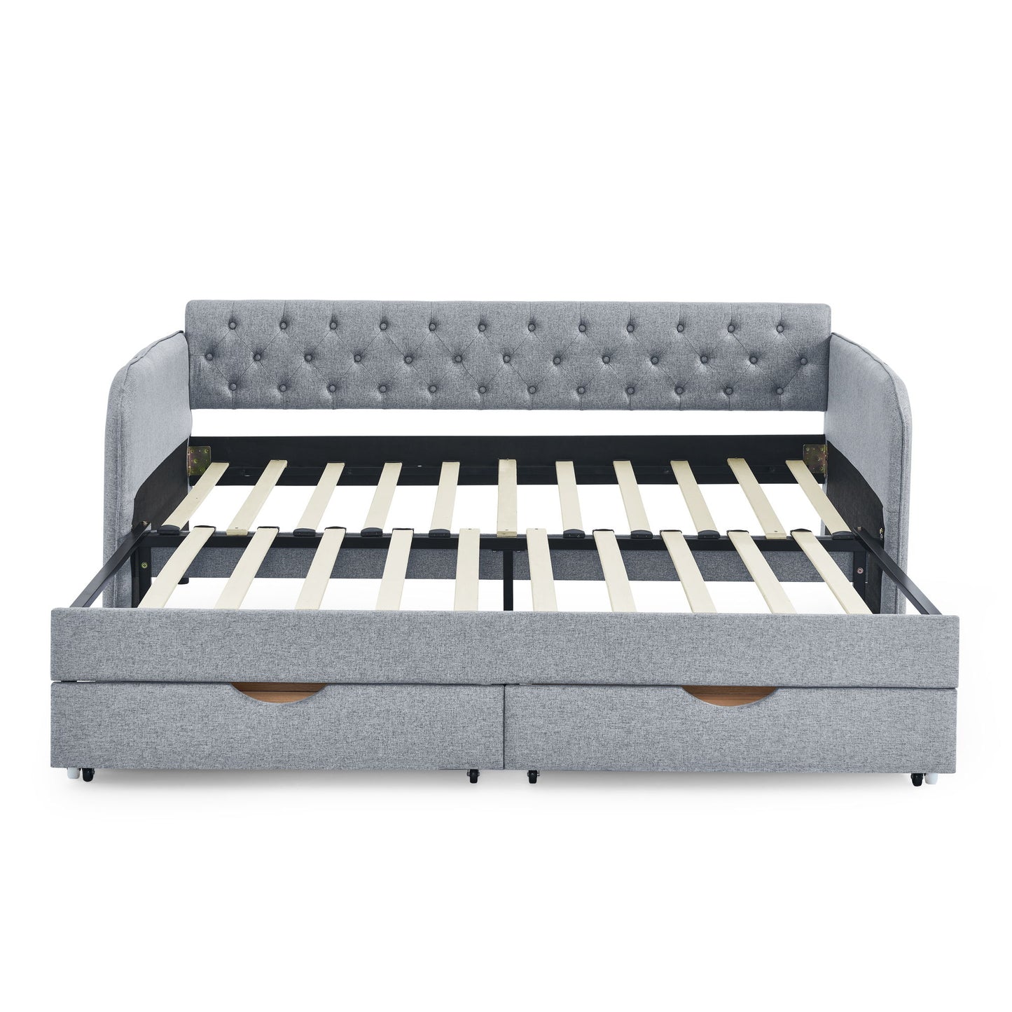 Daybed With Trundle And Storage Drawers, Flat Arms With Pocket - The Sleep Loft - Online Mattress Showroom NYC