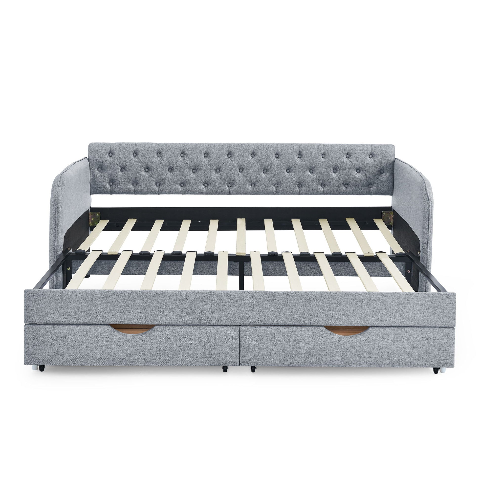 Daybed With Trundle And Storage Drawers, Flat Arms With Pocket - The Sleep Loft - Online Mattress Showroom NYC