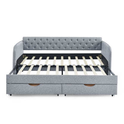 Daybed With Trundle And Storage Drawers, Flat Arms With Pocket - The Sleep Loft - Online Mattress Showroom NYC