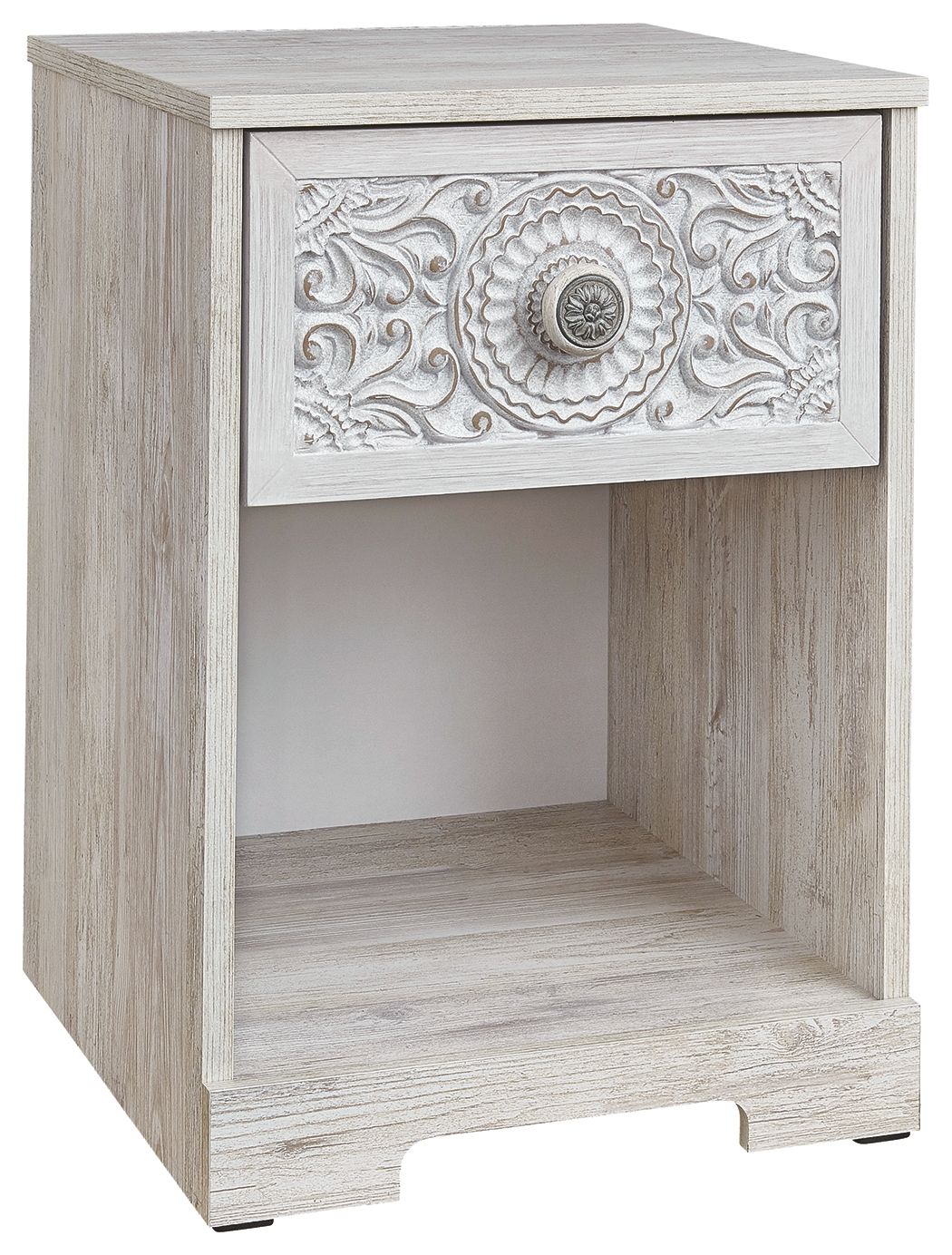 Paxberry - One Drawer Night Stand - Whitewash - The Sleep Loft - Online Mattress Showroom NYC
