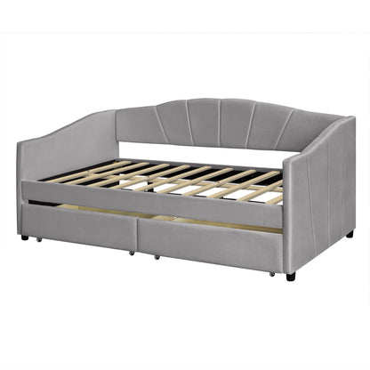 Upholstered Daybed With Two Drawers And Wood Slat - The Sleep Loft - Online Mattress Showroom NYC