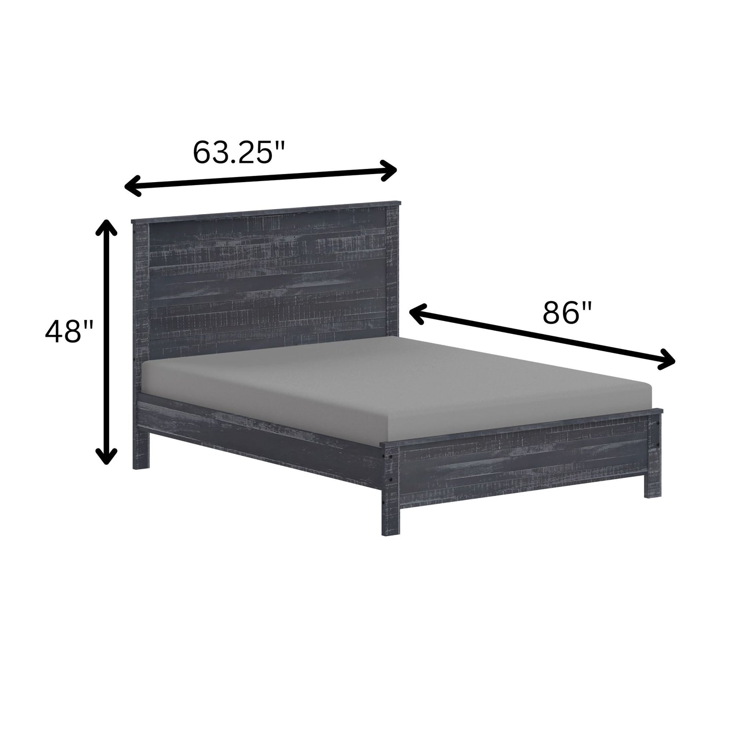 Albany - Bed Frame With Headboard, Heavy Duty Modern Rustic Design - The Sleep Loft - Online Mattress Showroom NYC