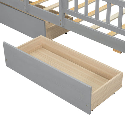Platform Bed With LED Light, Multi Functional Headboard, Guardrail And 2 Drawers - The Sleep Loft - Online Mattress Showroom NYC