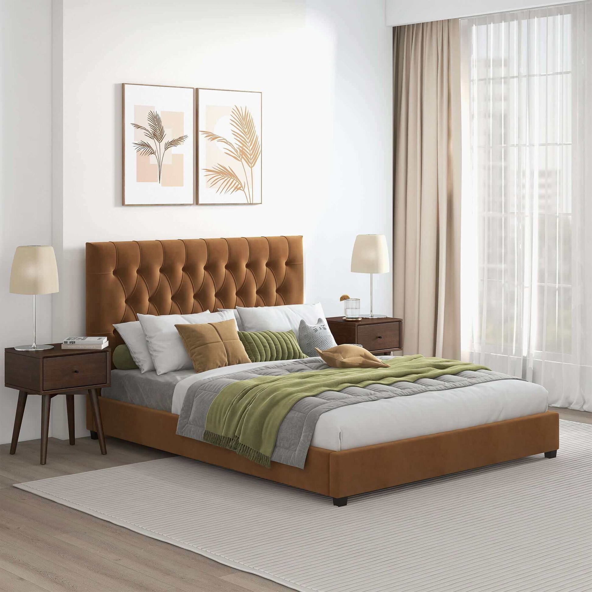 Donald - Mid-Century Modern Upholstered Platform Bed - The Sleep Loft - Online Mattress Showroom NYC