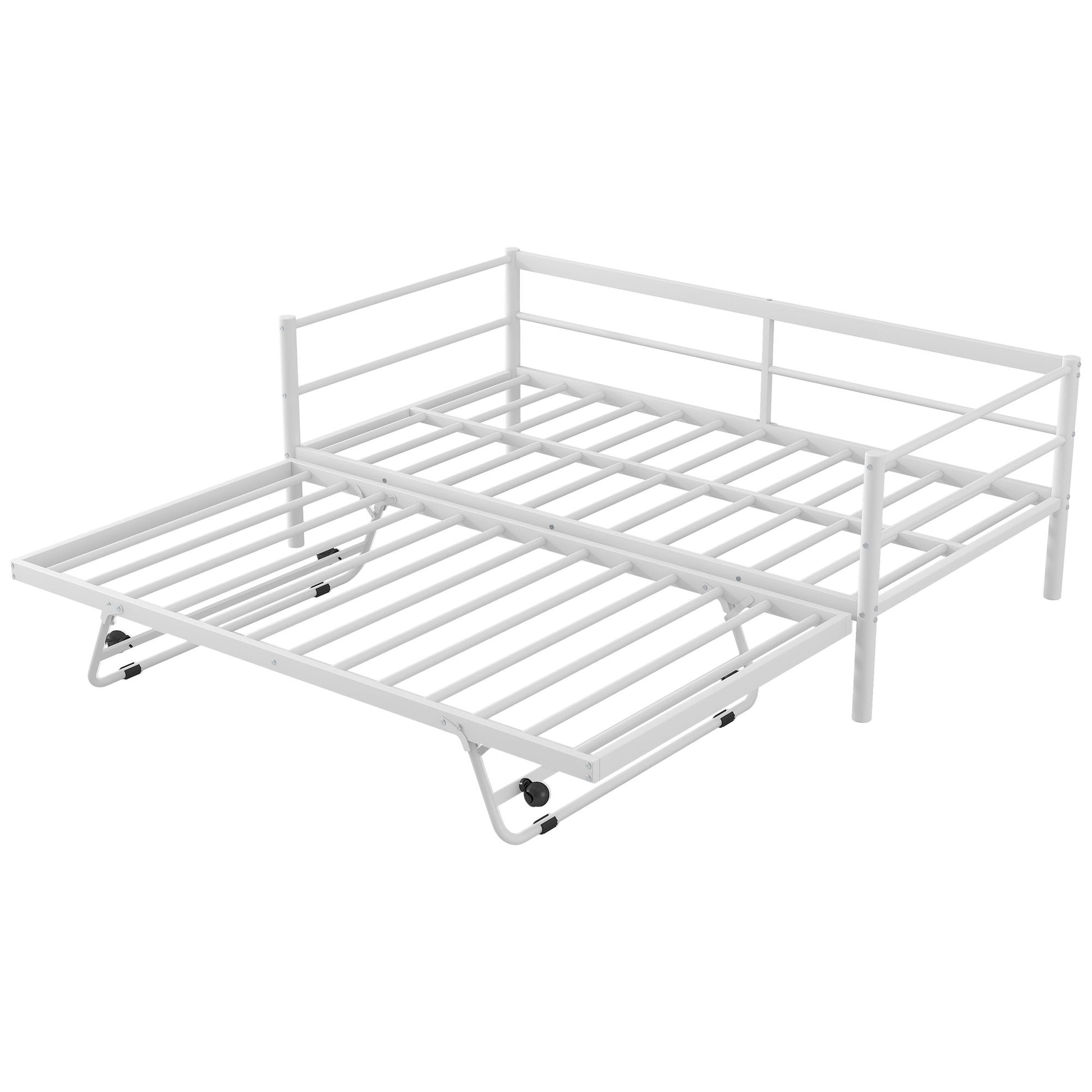 Industrial Metal Daybed With Adjustable Pop Up Trundle And LED Strip - The Sleep Loft - Online Mattress Showroom NYC