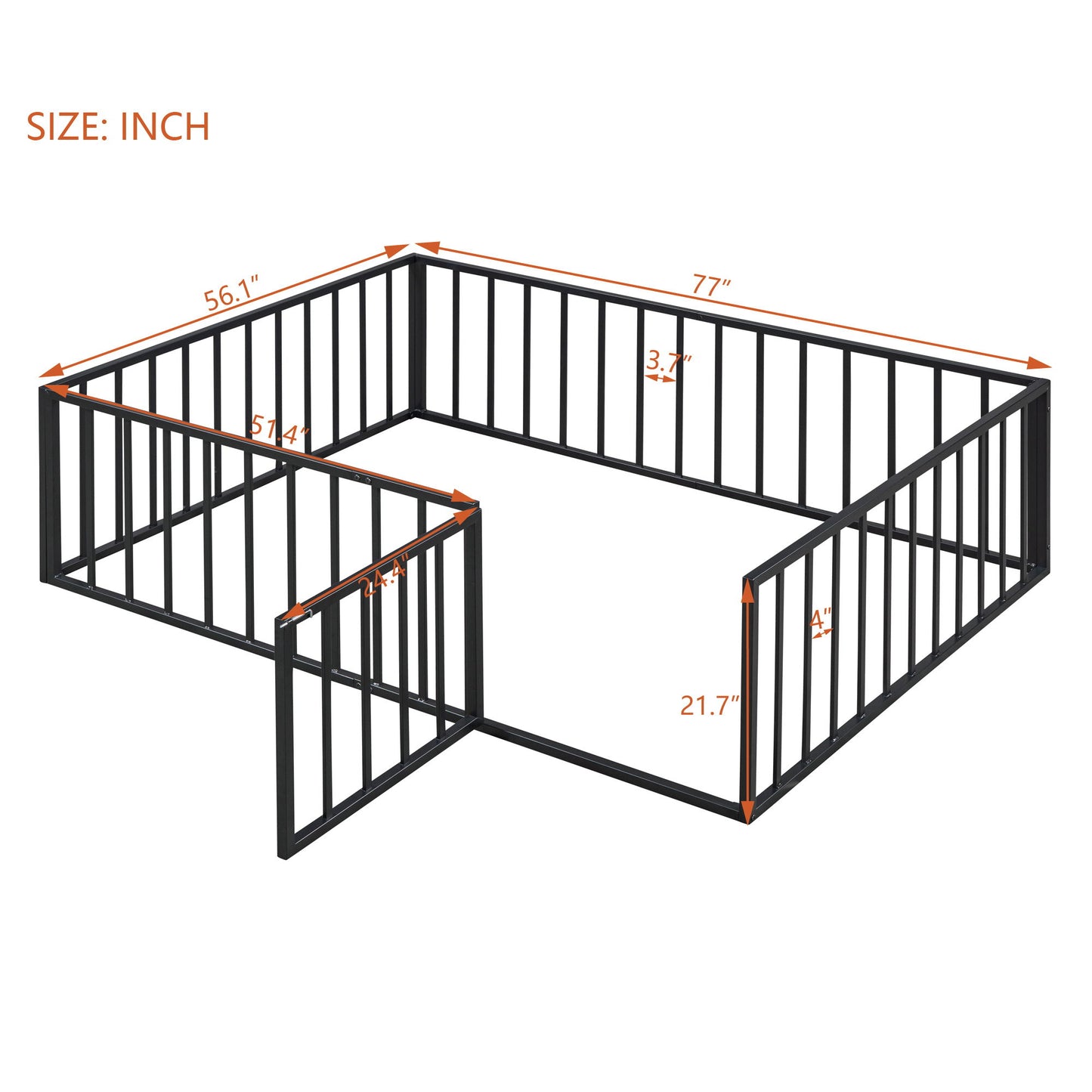 Metal Floor Bed Frame With Fence And Door - The Sleep Loft - Online Mattress Showroom NYC