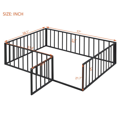Metal Floor Bed Frame With Fence And Door - The Sleep Loft - Online Mattress Showroom NYC