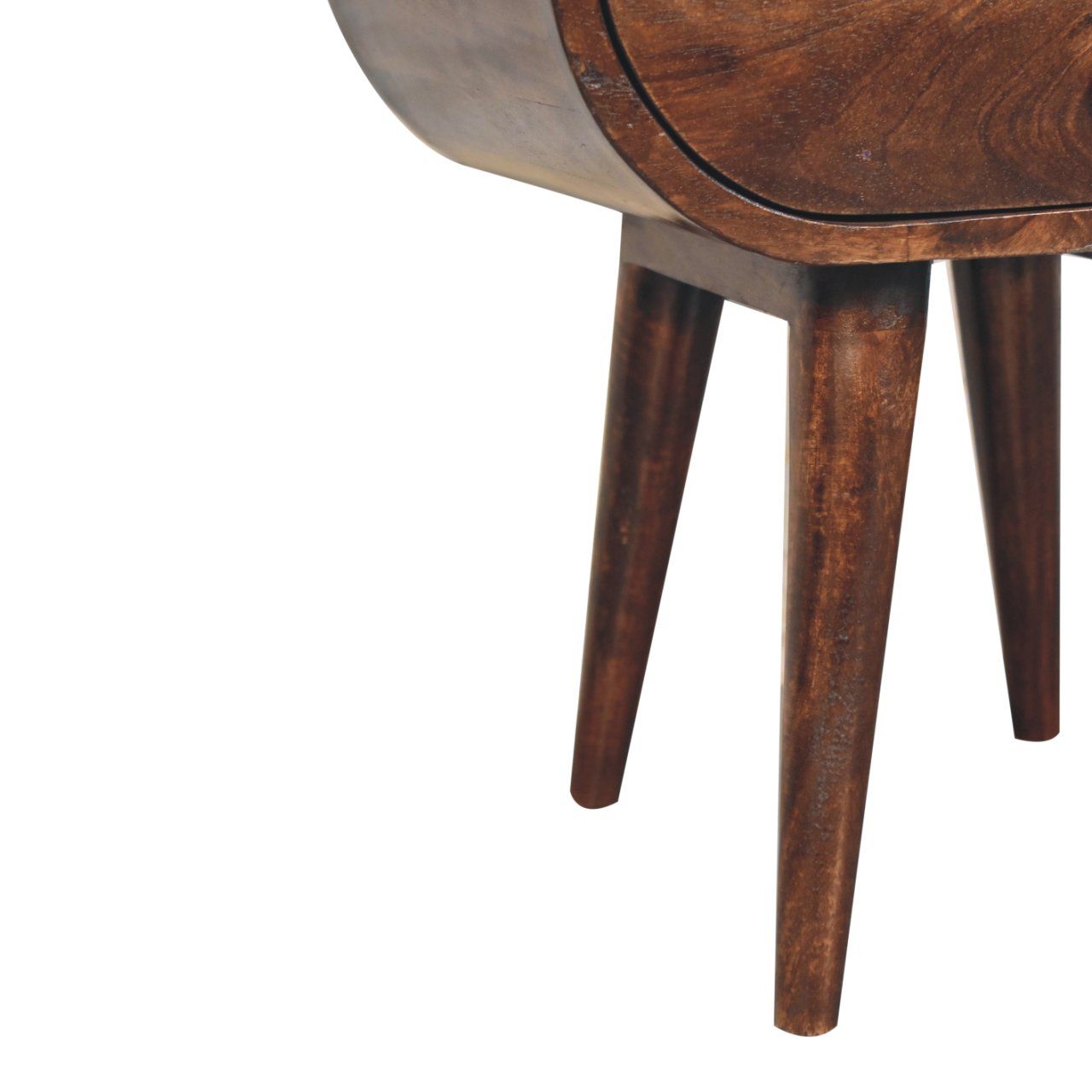 Circular Bedside Table With Open Slot - Walnut - The Sleep Loft - Online Mattress Showroom NYC