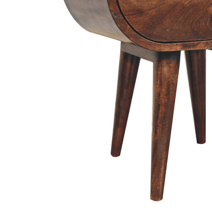 Circular Bedside Table With Open Slot - Walnut - The Sleep Loft - Online Mattress Showroom NYC