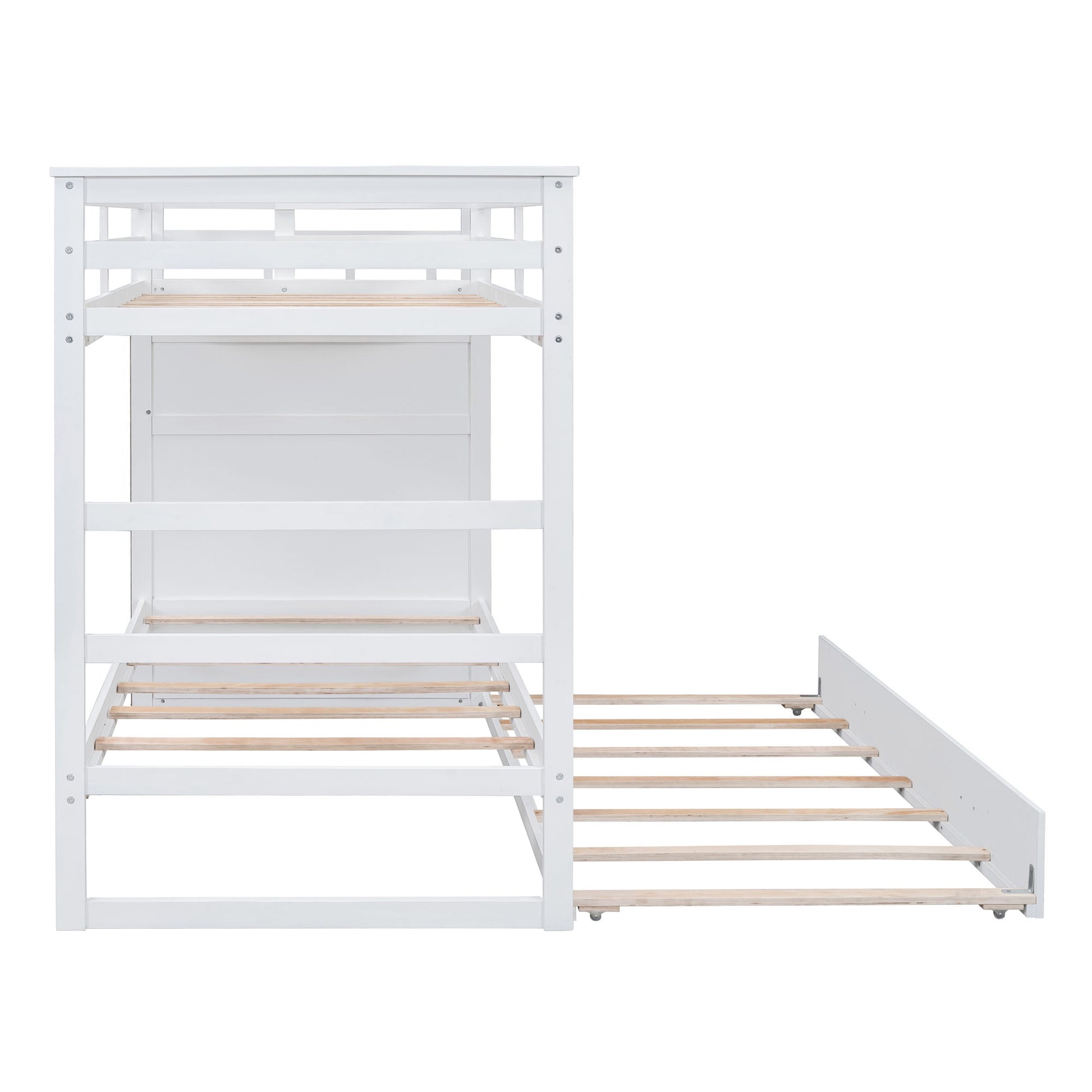 Twin Over Twin Bunk Bed With Trundle And Staircase - White - The Sleep Loft - Online Mattress Showroom NYC