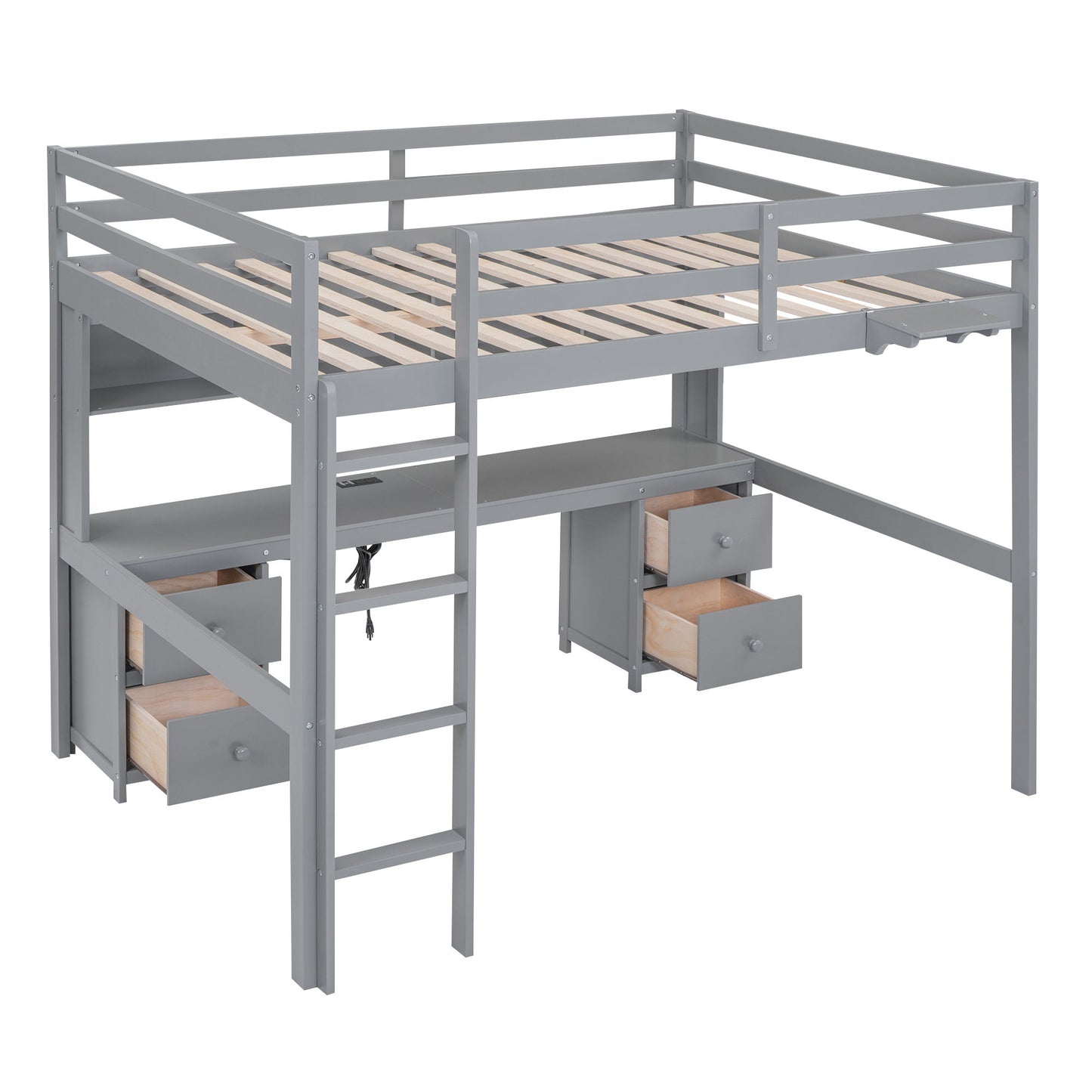 Loft Bed With Desk, Cabinets, Drawers, Charging Station And Bedside Tray - The Sleep Loft - Online Mattress Showroom NYC