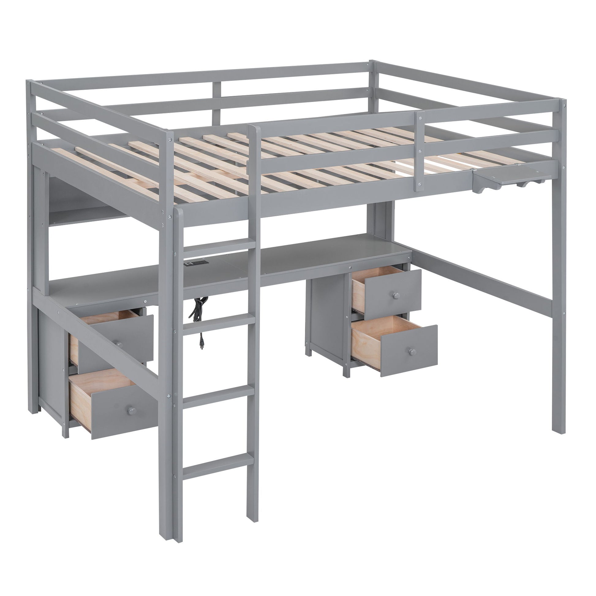 Loft Bed With Desk, Cabinets, Drawers, Charging Station And Bedside Tray - The Sleep Loft - Online Mattress Showroom NYC