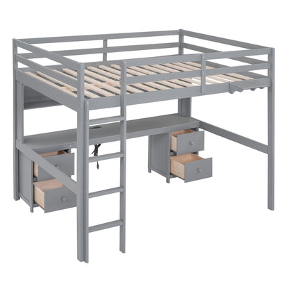Loft Bed With Desk, Cabinets, Drawers, Charging Station And Bedside Tray - The Sleep Loft - Online Mattress Showroom NYC