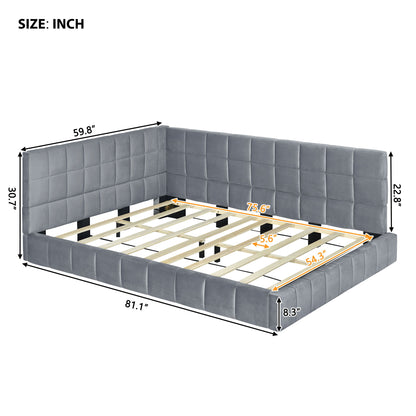 Full Size Upholstered Classic Mid Century Modern Daybed / Sofa Bed Frame, Elegant Design - Gray - The Sleep Loft - Online Mattress Showroom NYC