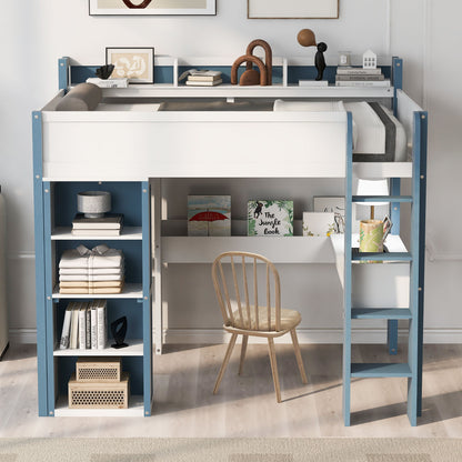 Loft Bed With Built In Storage Shelves, Clothes Rail, And Desk - The Sleep Loft - Online Mattress Showroom NYC