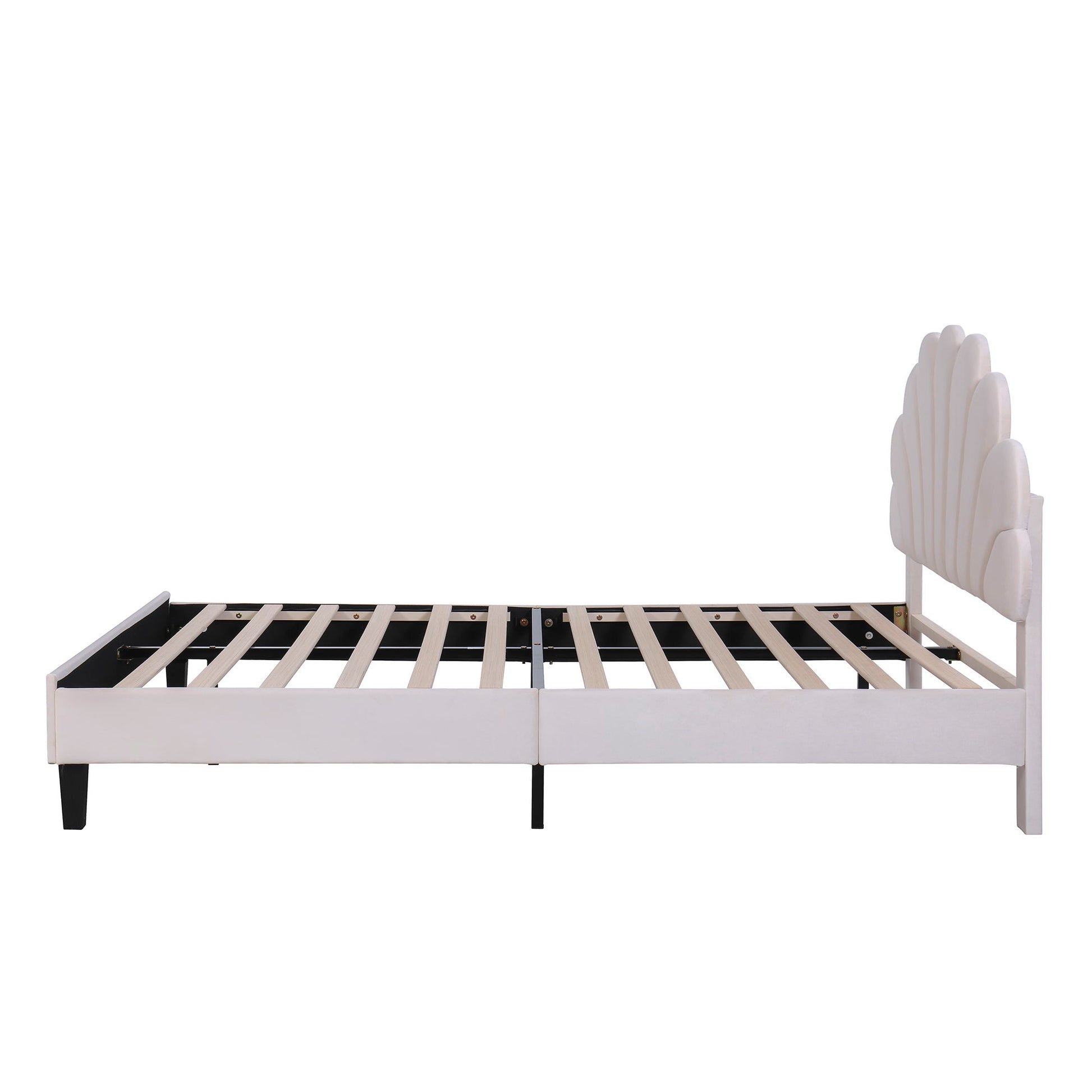 Upholstered Platform Bed With Flower Pattern Headboard - The Sleep Loft - Online Mattress Showroom NYC