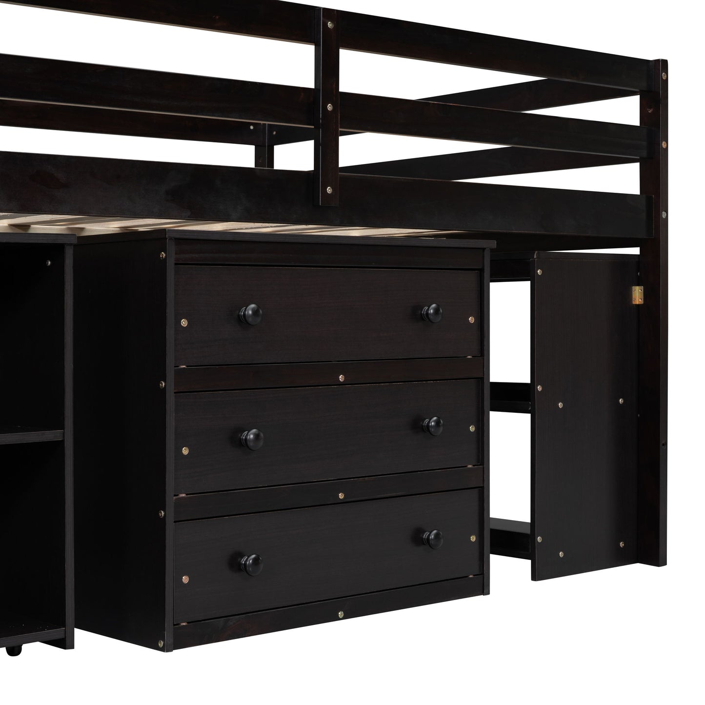 Loft Bed With Retractable Writing Desk And 3 Drawers With Storage Stairs And Shelves - The Sleep Loft - Online Mattress Showroom NYC