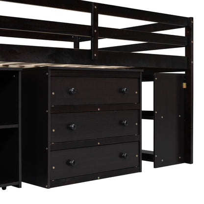 Loft Bed With Retractable Writing Desk And 3 Drawers With Storage Stairs And Shelves - The Sleep Loft - Online Mattress Showroom NYC