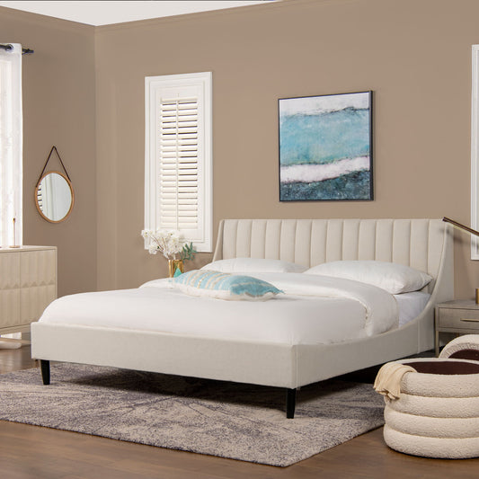Aspen - King Vertical Tufted Headboard Platform Bed Set - Light Beige - The Sleep Loft - Online Mattress Showroom NYC