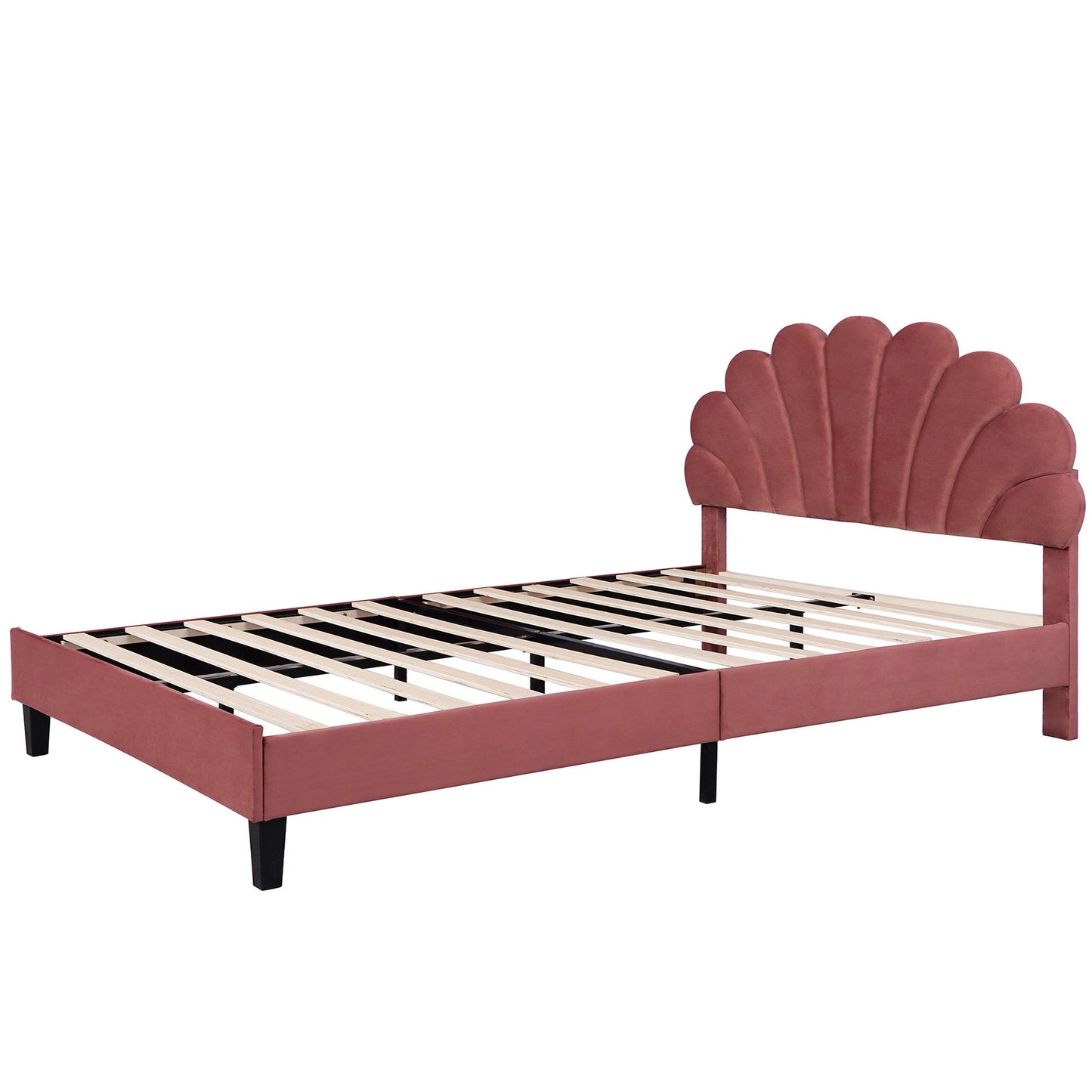 Upholstered Platform Bed With Flower Pattern Velvet Headboard - The Sleep Loft - Online Mattress Showroom NYC