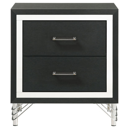 Malcolm - 2 Drawer Nightstand - Black - The Sleep Loft - Online Mattress Showroom NYC