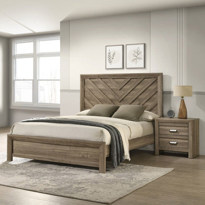2 Drawer Nightstand With Pulls, Bedroom Furniture - Light Brown - The Sleep Loft - Online Mattress Showroom NYC