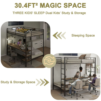 Ethan - Bunk Bed With Desk, Charging Station, Storage Shelves - The Sleep Loft - Online Mattress Showroom NYC