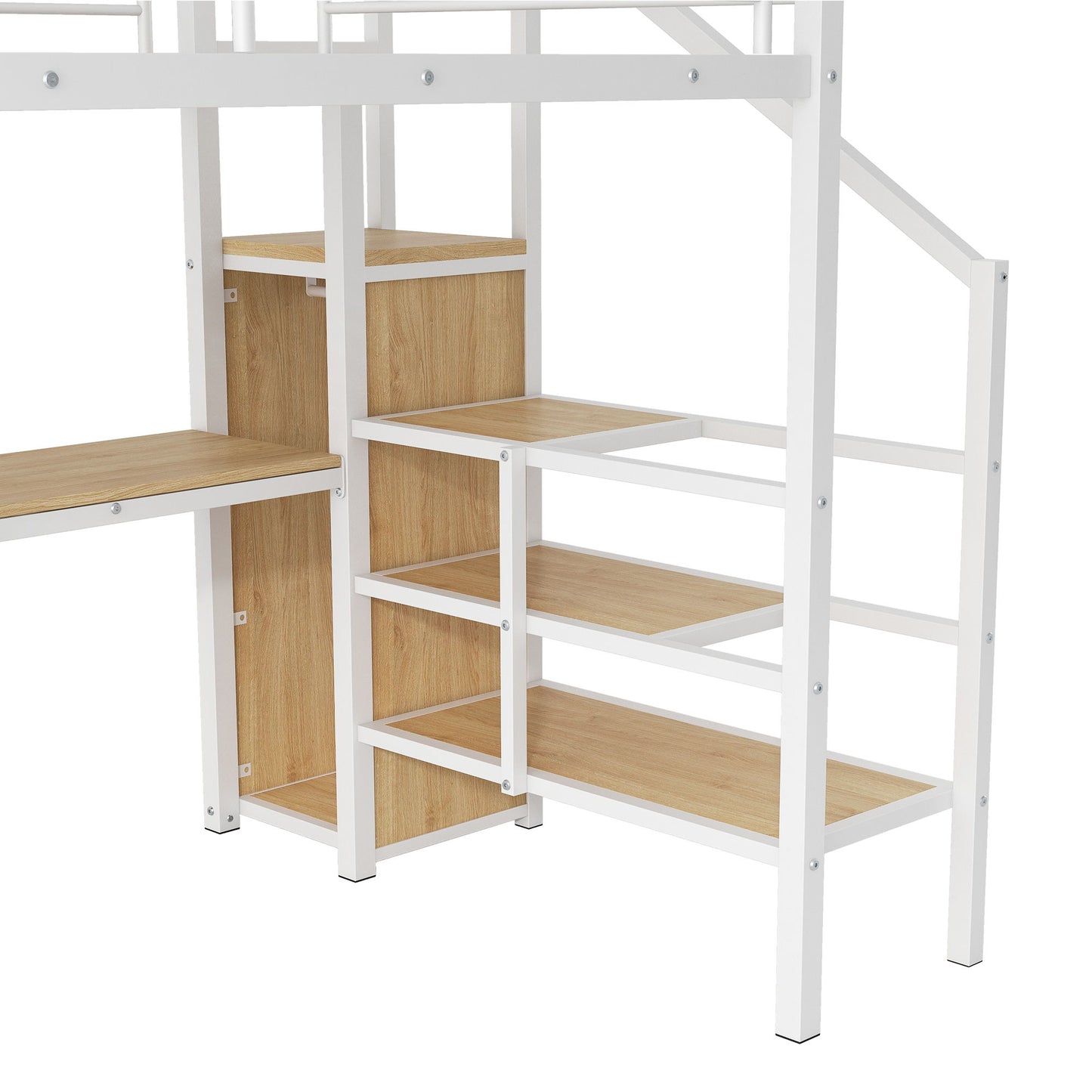 Loft Bed With Desk, Storage Staircase, Small Wardrobe And LED Light - The Sleep Loft - Online Mattress Showroom NYC