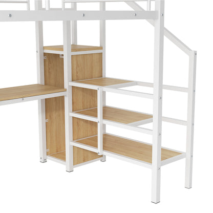 Loft Bed With Desk, Storage Staircase, Small Wardrobe And LED Light - The Sleep Loft - Online Mattress Showroom NYC