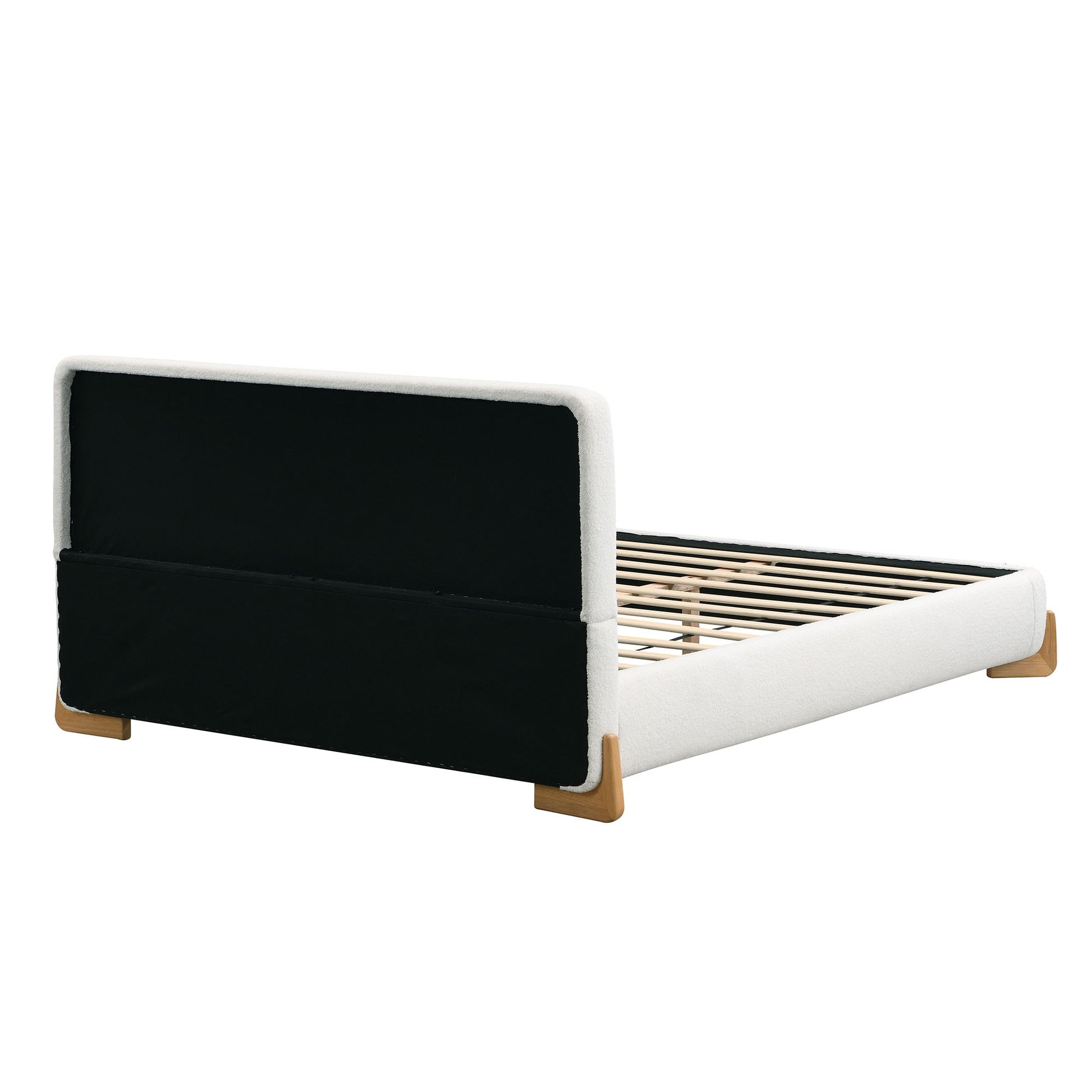 Elegant Boucle Upholstered Bed With Solid Wood Feet - The Sleep Loft - Online Mattress Showroom NYC