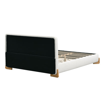 Elegant Boucle Upholstered Bed With Solid Wood Feet - The Sleep Loft - Online Mattress Showroom NYC