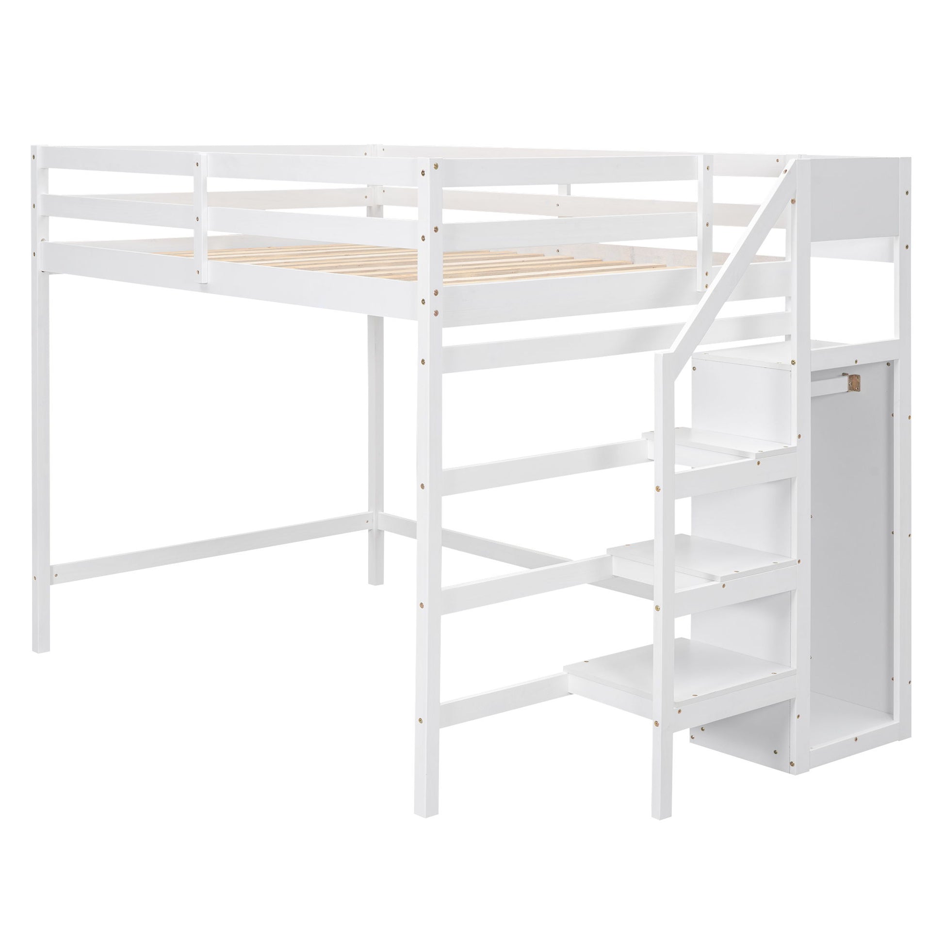 Loft Bed With Built In Storage Wardrobe And Staircase - The Sleep Loft - Online Mattress Showroom NYC