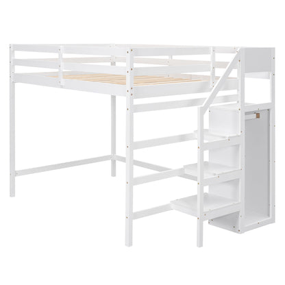 Loft Bed With Built In Storage Wardrobe And Staircase - The Sleep Loft - Online Mattress Showroom NYC