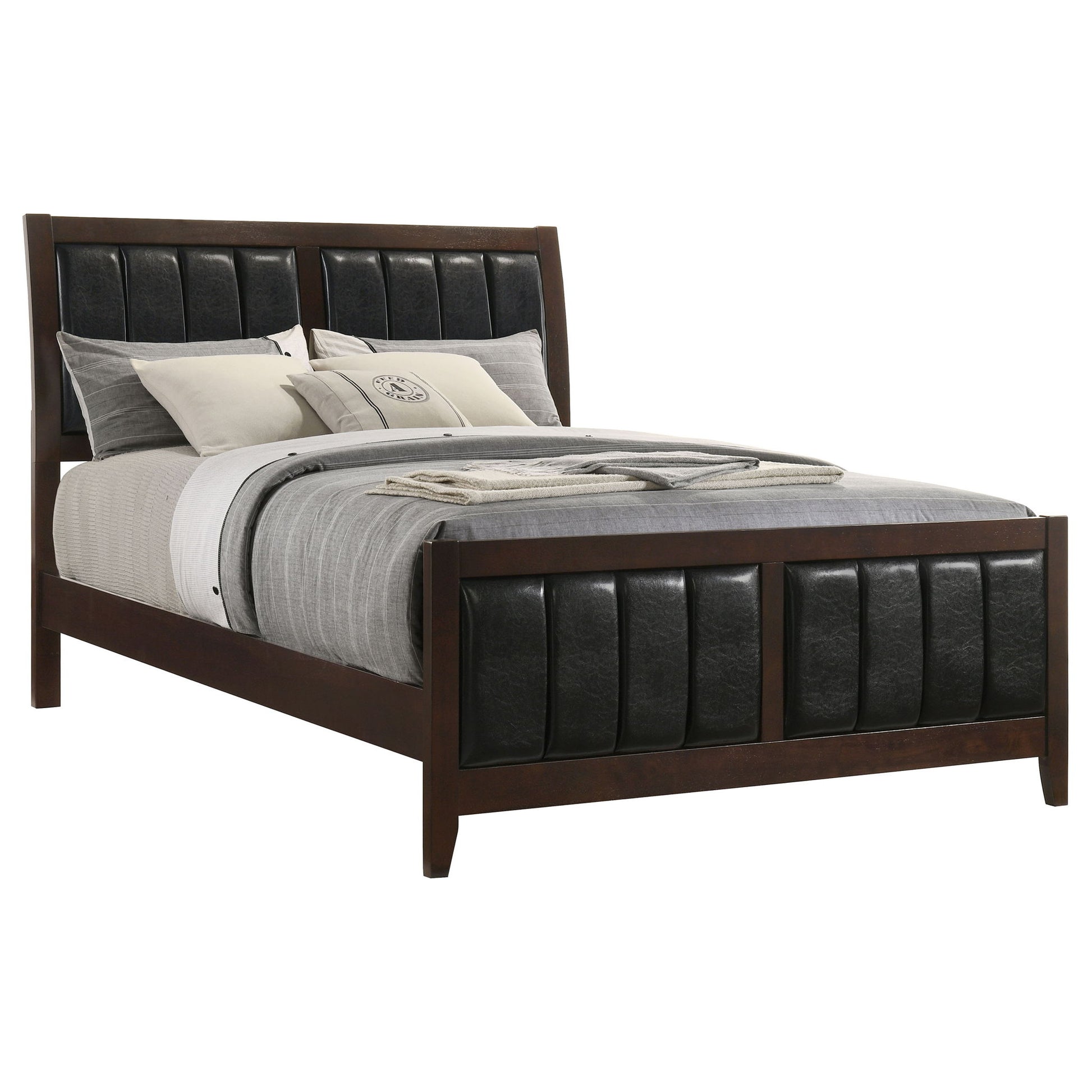 Queen Panel Bed With Upholstered Headboard And Footboard - Brown - The Sleep Loft - Online Mattress Showroom NYC
