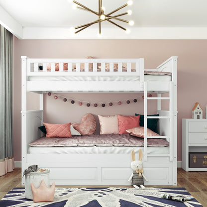 Bunk Bed With Twin Size Trundle, Guardrails - The Sleep Loft - Online Mattress Showroom NYC