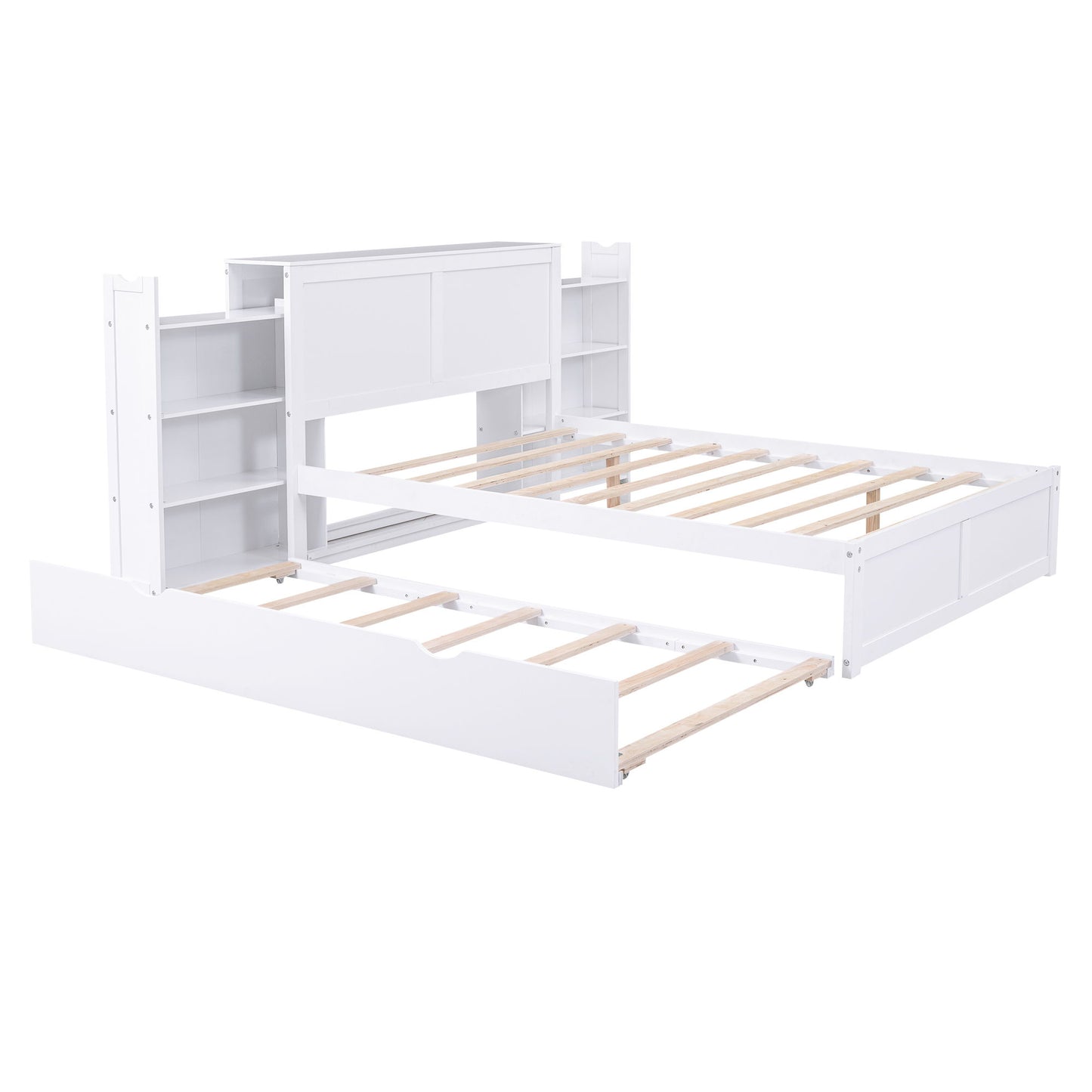 Storage Platform Bed With Pull Out Shelves And Trundle - The Sleep Loft - Online Mattress Showroom NYC