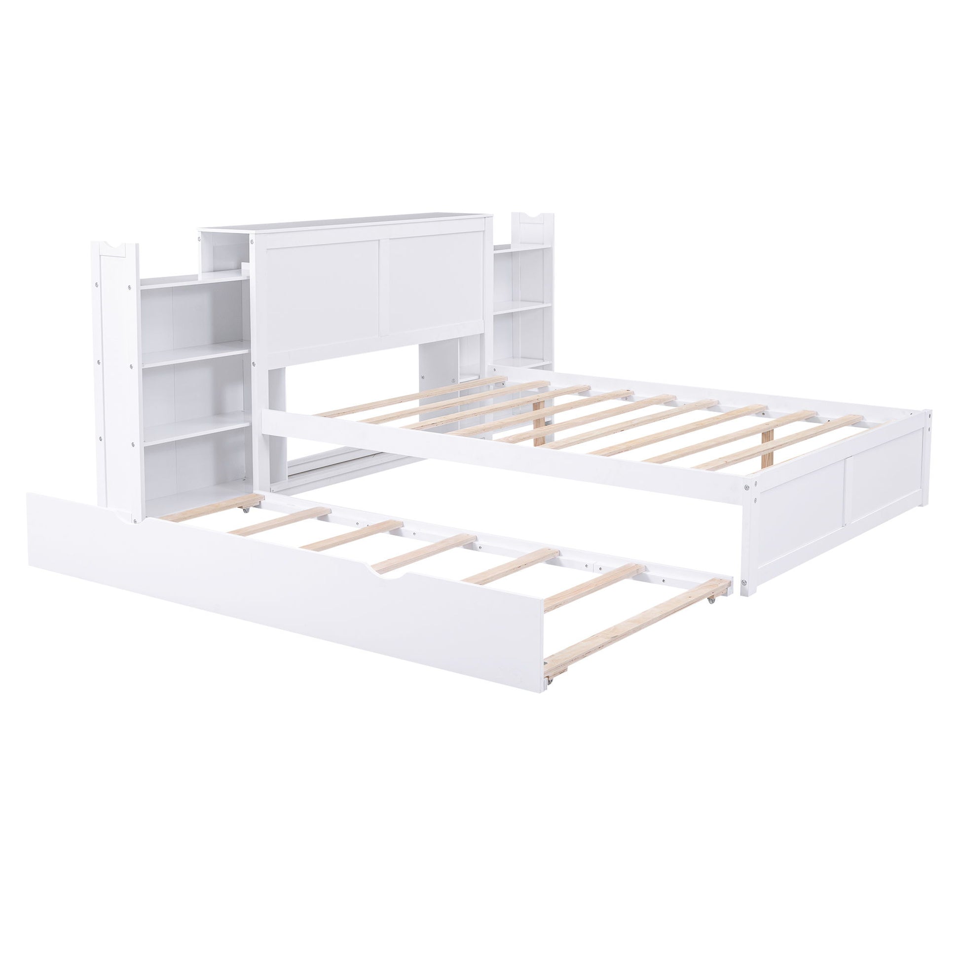 Storage Platform Bed With Pull Out Shelves And Trundle - The Sleep Loft - Online Mattress Showroom NYC
